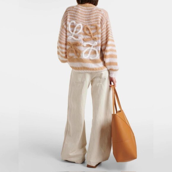 Loewe Anagram Wool-blend White/Camel Cardigan - Picture 2 of 13